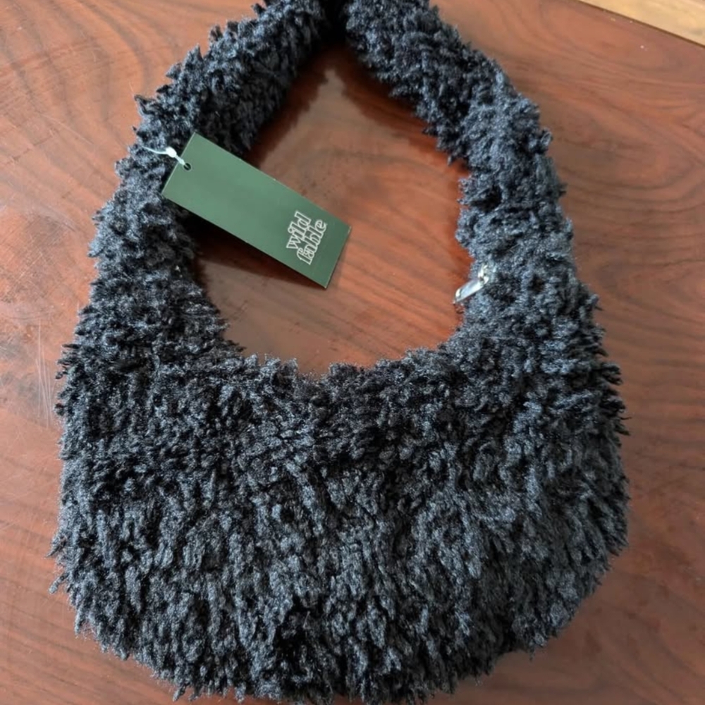 BNWT Wild Fable Black Fuzzy Handbag
